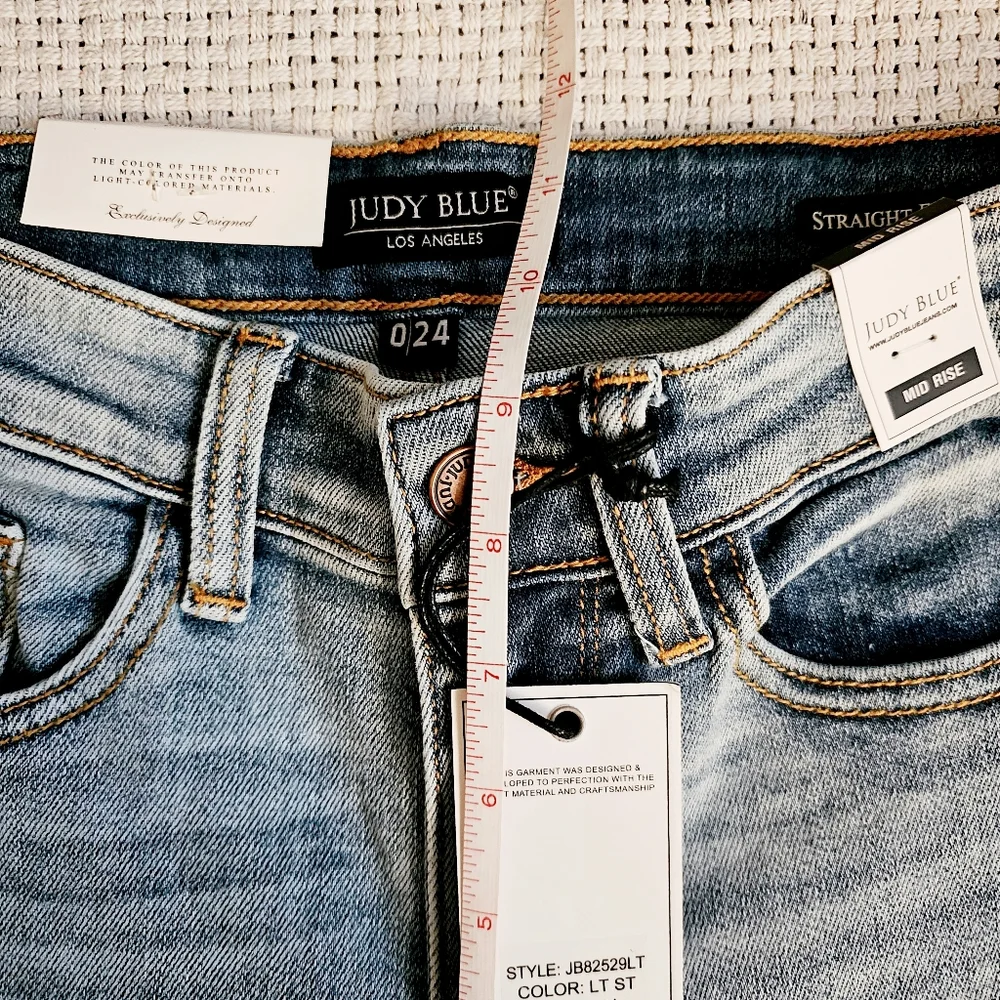 SOLD | Judy Blue Raw Hem Straight Leg Split Ankle Jeans Size 0(24) Rare Find - Picture 13 of 14